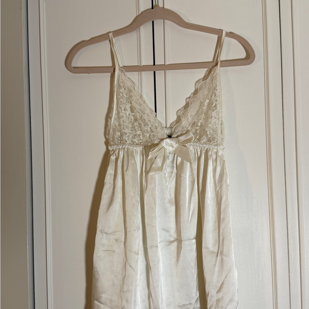 Boohoo Cream Lace Slip Dress